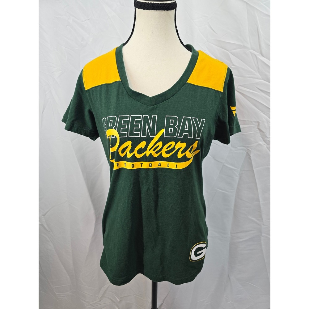 Green Bay‎ Packers Football Womens V Neck T Shirt Fanatics Size Medium